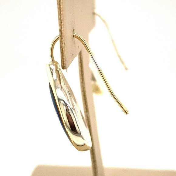 Artisan Sterling Silver & Blue Swirl Resin Pierced Hook Back Dangle Earrings! 28 - Picture 4 of 6